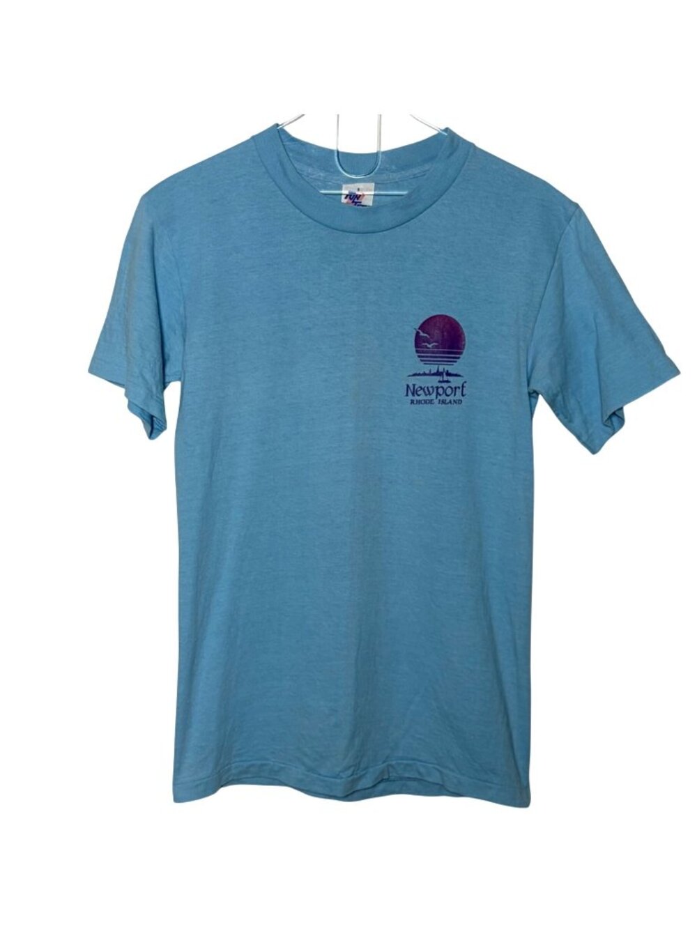 Vintage 70s Newport Rhode Island T Shirt Mens Small Blue Fun Tees Label